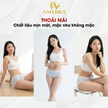 Quần Lót Nữ Đúc Su Lỗ Thoáng Khí, Chip Cạp Vừa Họa Tiết Gấu Dễ Thương AMYBRA L718 - 38K