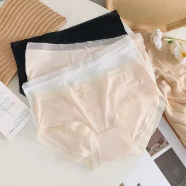 Quần lót nữ đức su viền ren AMYBRA L369 - mềm mịn, co dãn, đáy 2 lớp