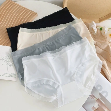 Quần lót nữ đức su viền ren AMYBRA L369 - mềm mịn, co dãn, đáy 2 lớp