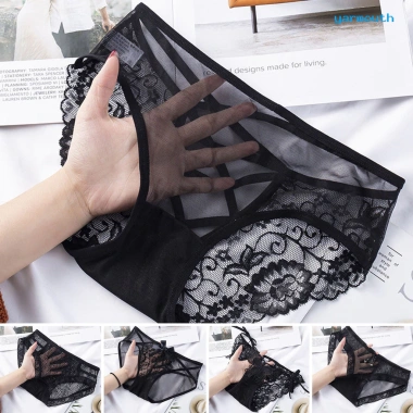 Quần lót nữ eo thấp ren lưới màu trơn, thoáng khí, slim fit, nhanh khô - 55.972₫