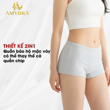 Quần lót nữ gân tăm co giãn thoáng khí, chíp 2 lớp lộ viền, AMYBRA V4.116 36k 7