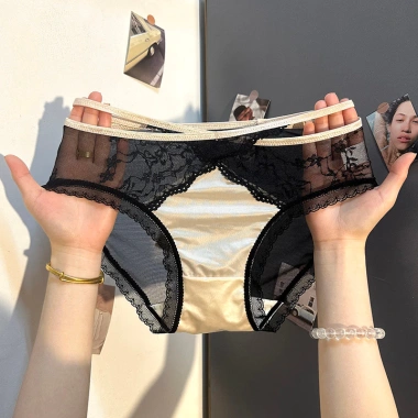 Quần Lót Nữ Gợi Cảm Ánh Sáng Sang Trọng, Kháng Khuẩn Đáy Mỹ, Ren Desire Trong Suốt Satin Lụa – Giá 40.986₫