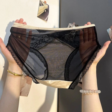 Quần Lót Nữ Gợi Cảm Ánh Sáng Sang Trọng, Kháng Khuẩn Đáy Mỹ, Ren Desire Trong Suốt Satin Lụa – Giá 40.986₫