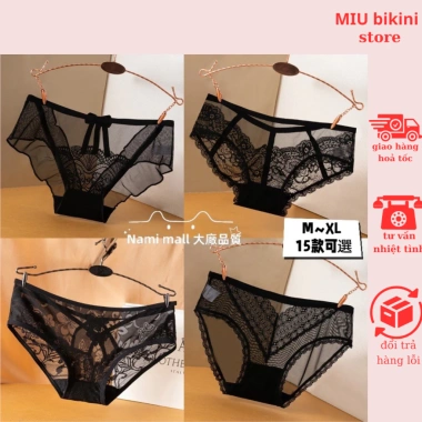Quần lót nữ ren đen sexy, cao eo thoải mái, không đường may, thiết kế gợi cảm - Giá chỉ 35.000đ