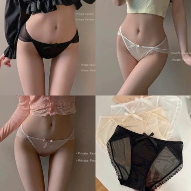Quần Lót Nữ Ren Lưới và Lụa Đính Nơ Sexy Gợi Cảm Haley E11 Giá 31.900đ