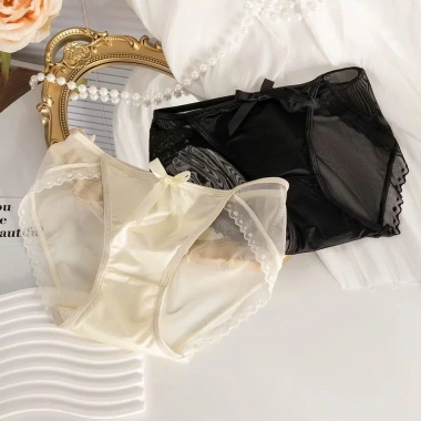 Quần Lót Nữ Ren Lưới và Lụa Đính Nơ Sexy Gợi Cảm Haley E11 Giá 31.900đ