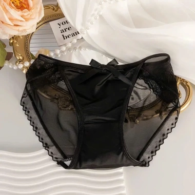 Quần Lót Nữ Ren Lưới và Lụa Đính Nơ Sexy Gợi Cảm Haley E11 Giá 31.900đ