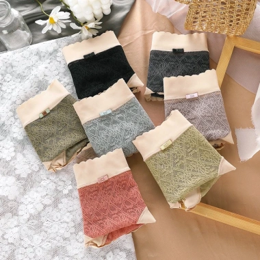 Quần Lót Nữ Ren Mịn Viền Sóng Cạp Cao A66 - Giá Ưu Đãi 35.000₫