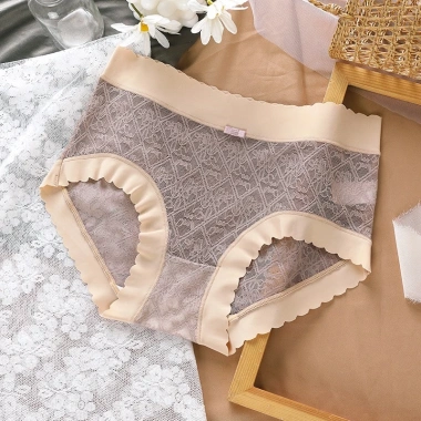 Quần Lót Nữ Ren Mịn Viền Sóng Cạp Cao A66 - Giá Ưu Đãi 35.000₫