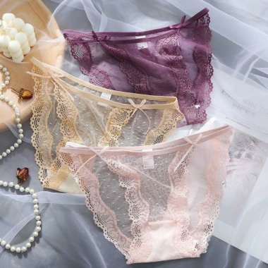Quần Lót Nữ Ren Sexy A44 Đính Nơ Hai Bên Viền Sóng - Tôn Dáng, Giá 40k 3