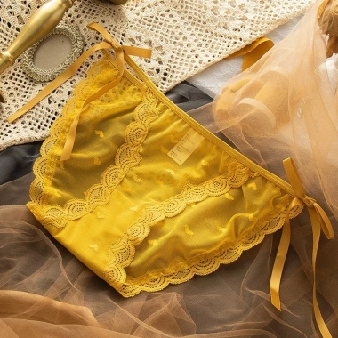 Quần Lót Nữ Ren Sexy Dây Buộc Nơ Họa Tiết Trái Tim FREESHIP Giá Ưu Đãi 35.000