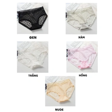 Quần Lót Nữ Ren Sexy - Viền Chun Lưới, Họa Tiết Trái Tim, Gợi Cảm, Freeship 20k