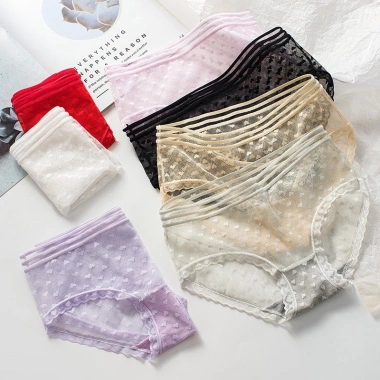 Quần Lót Nữ Ren Sexy - Viền Chun Lưới, Họa Tiết Trái Tim, Gợi Cảm, Freeship 20k