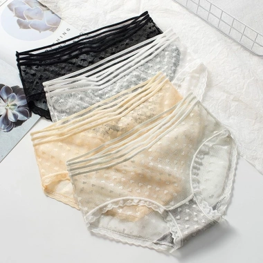 Quần Lót Nữ Ren Sexy - Viền Chun Lưới, Họa Tiết Trái Tim, Gợi Cảm, Freeship 20k
