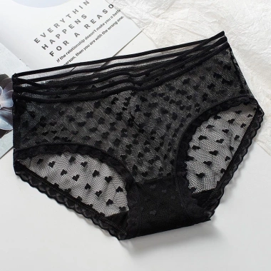 Quần Lót Nữ Ren Sexy - Viền Chun Lưới, Họa Tiết Trái Tim, Gợi Cảm, Freeship 20k