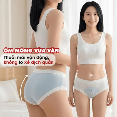 Quần Lót Nữ Viền Su Lụa Co Giãn Mềm, Chip Đáy Kháng Khuẩn AMYBRA L1.164 Giá 36.000đ