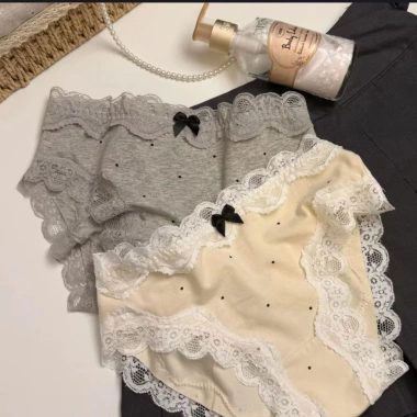 Quần Lót Ren Cạp Cao Nữ Co Giãn Cotton Chấm Bi Dễ Thương - AMYBRA L5.410 Giá 35k 5