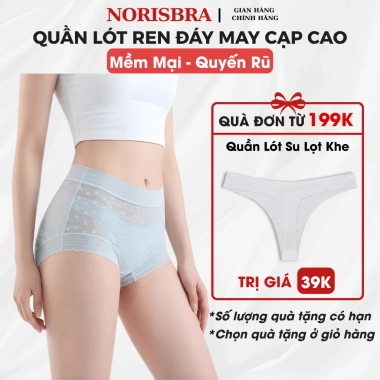 Quần lót ren nữ cạp cao ôm eo chip ren mỏng họa tiết hoa AMYBRA L5.505 38.000₫