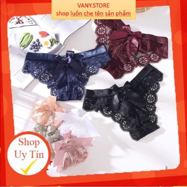 Quần lót ren nữ khe kháng khuẩn, sexy gợi cảm, nơ lớn, đường cong rũ - 35.000 VND