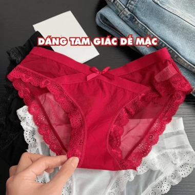 Quần Lót Ren Nữ Sexy Cạp Chéo, Chip Nơ Quyến Rũ AMYBRA L8.136 Giá 42.000đ