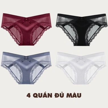 Quần Lót Ren Nữ Sexy Cạp Chéo, Chip Nơ Quyến Rũ AMYBRA L8.136 Giá 42.000đ