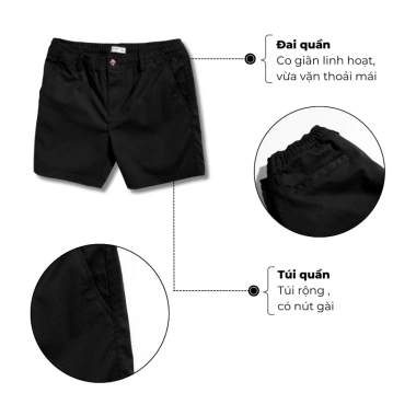 Quần Lửng Nam Đen Trắng Kem Short Lưng Chun Co Giãn Thoải Mái Trẻ Trung Giá 260k 6