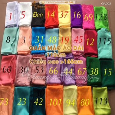 Quần mặc áo dài 110cm cách tân nữ vải lụa, màu trắng, tiệc cưới lễ tết QAD02 9