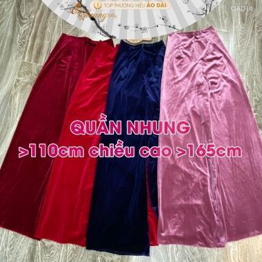 Quần mặc áo dài Nhung cách tân nữ truyền thống 110cm CHAANG QAD14 màu đỏ đen vàng dự tiệc cưới lễ tết 2