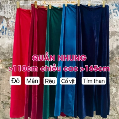 Quần mặc áo dài Nhung cách tân nữ truyền thống 110cm CHAANG QAD14 màu đỏ đen vàng dự tiệc cưới lễ tết 3