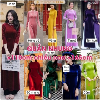 Quần mặc áo dài Nhung cách tân nữ truyền thống 110cm CHAANG QAD14 màu đỏ đen vàng dự tiệc cưới lễ tết 4