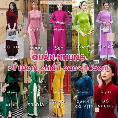 Quần mặc áo dài Nhung cách tân nữ truyền thống 110cm CHAANG QAD14 màu đỏ đen vàng dự tiệc cưới lễ tết 5