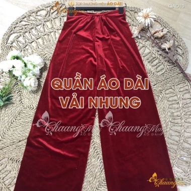 Quần mặc áo dài Nhung cách tân nữ truyền thống 110cm CHAANG QAD14 màu đỏ đen vàng dự tiệc cưới lễ tết 8