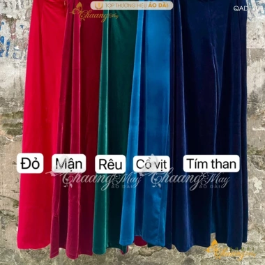 Quần mặc áo dài Nhung cách tân nữ truyền thống 110cm CHAANG QAD14 màu đỏ đen vàng dự tiệc cưới lễ tết 9