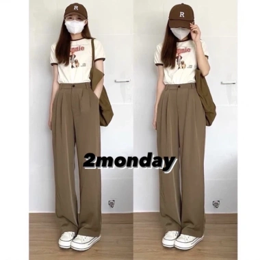 Quần nâu tây choco ống rộng culottes không chun - Giá chỉ 55.000, ảnh thật video