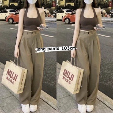 Quần nâu tây choco ống rộng culottes không chun - Giá chỉ 55.000, ảnh thật video 2