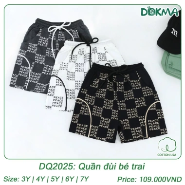Quần Ngố Cotton Da Cá Nhiều Hoạ Tiết Bé Trai 3‑7 tuổi 12‑22kg Dokma DQ2.025/DQ2.808 Giá 109k