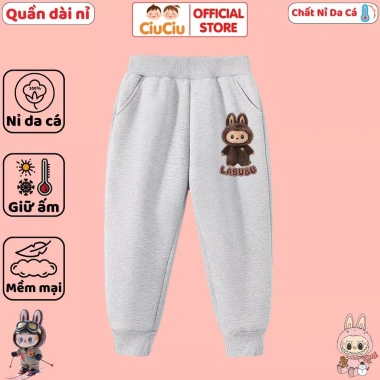 Quần Nỉ Dài Labubu CIUCIU KID cho Bé Trai & Bé Gái – Vải Da Cá Co Dãn, Mềm Mịn, Ấm, Giá chỉ 169.000₫