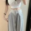 Quần Nỉ Mùa Thu Ren Khâu Cao Cấp, Cổ Retro, Ống Rộng, Phong Cách Cay Màu Xám - Giá 264.600₫ 2