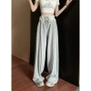 Quần Nỉ Mùa Thu Ren Khâu Cao Cấp, Cổ Retro, Ống Rộng, Phong Cách Cay Màu Xám - Giá 264.600₫ 3