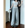 Quần Nỉ Mùa Thu Ren Khâu Cao Cấp, Cổ Retro, Ống Rộng, Phong Cách Cay Màu Xám - Giá 264.600₫ 8