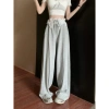 Quần Nỉ Mùa Thu Ren Khâu Cao Cấp, Cổ Retro, Ống Rộng, Phong Cách Cay Màu Xám - Giá 264.600₫ 10