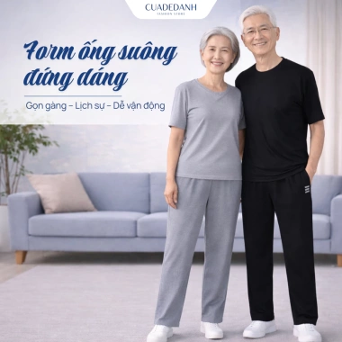 Quần nỉ ống suông cạp chun co giãn, mặc nhà thoải mái cho nam trung niên - 85.000₫ 2