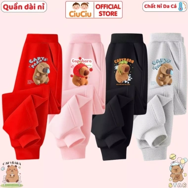 Quần Nỉ Thu Đông Cho Bé Trai Gái Capybara CIUCIU KID Cạp Chun Bo Gấu Da Cá Co Dãn Mềm 169k