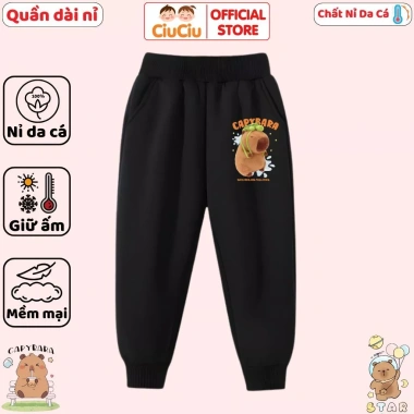 Quần Nỉ Thu Đông Cho Bé Trai Gái Capybara CIUCIU KID Cạp Chun Bo Gấu Da Cá Co Dãn Mềm 169k