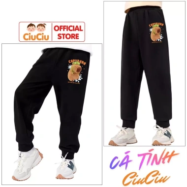 Quần Nỉ Thu Đông Cho Bé Trai Gái Capybara CIUCIU KID Cạp Chun Bo Gấu Da Cá Co Dãn Mềm 169k