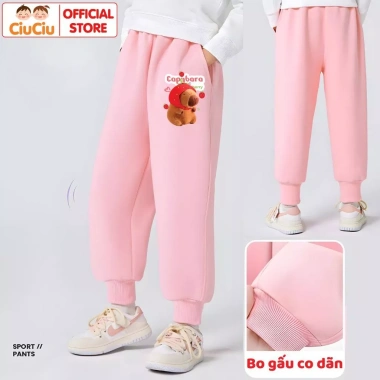 Quần Nỉ Thu Đông Cho Bé Trai Gái Capybara CIUCIU KID Cạp Chun Bo Gấu Da Cá Co Dãn Mềm 169k