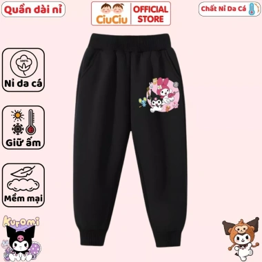 Quần Nỉ Thu Đông Kuromi Bé Gái CIUCIU KID Vải Nỉ Da Cá Mềm Ấm Size 9‑35kg Giá 169k