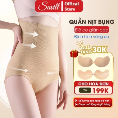 Quần nịt bụng cạp cao SAVILL N201 - Đai giảm mỡ sau sinh, chống cuộn, 153.000đ