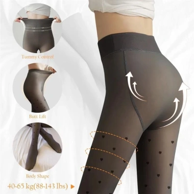 Quần Nữ Hai Lớp Plus Nhung Thu Đông Dày Giả Trong Suốt, Thịt Trần, Chân Dễ Dùng
