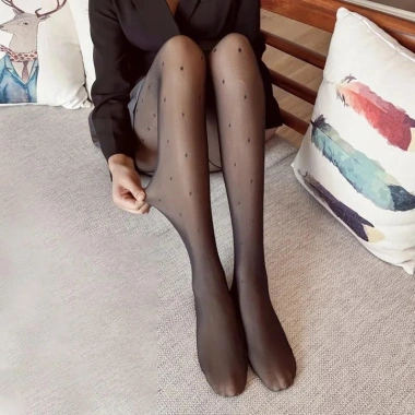 Quần Nữ Hai Lớp Plus Nhung Thu Đông Dày Giả Trong Suốt, Thịt Trần, Chân Dễ Dùng